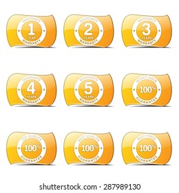 Warranty Guarantee Seal Yellow Vector Button Icon Design Set