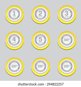Warranty Guarantee Seal Yellow Vector Button Icon Design Set