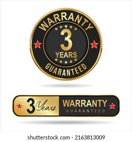 warranty guaranteed gold and black  labels on white background