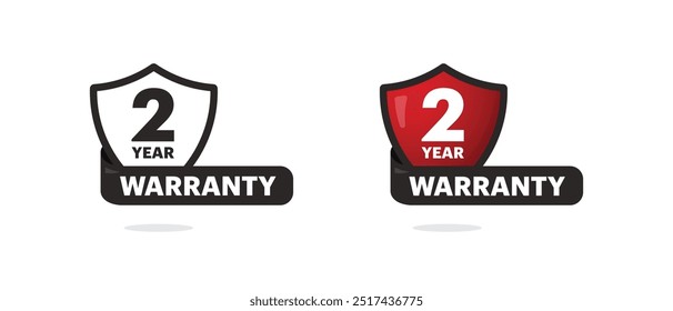 warranty icon, symbols, sign two year warranty, vector illustration