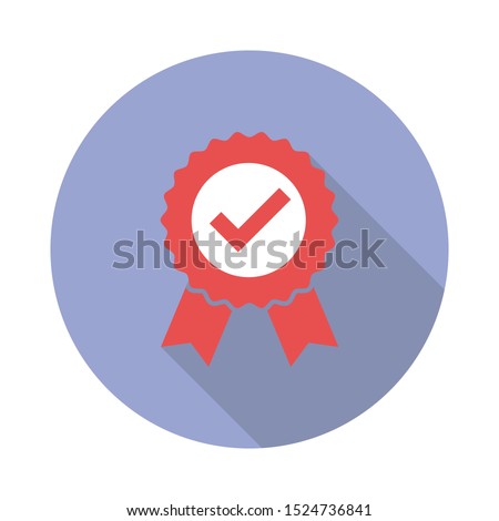 Warranty isolated vector element in trendy flat design. Guarantee sign. Ribbon banner. Premium quality stamp. Medal stamp icon. Certified product. EPS 10