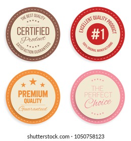 Warranty label set. Colorful modern quality marks badges isolated on white background. Vector