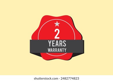 Warranty logo of 1 years, 2 years, 3 year and 5 years in zig-zag circle with star in black and white color on white background. Warranty label or seal flat icon set - Vector Logo