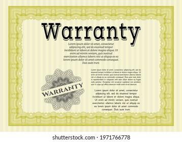 Warranty. Money Pattern.  Complex background.    Yellow color.