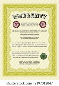 Warranty. Money Pattern design.  With quality background.    Yellow color.