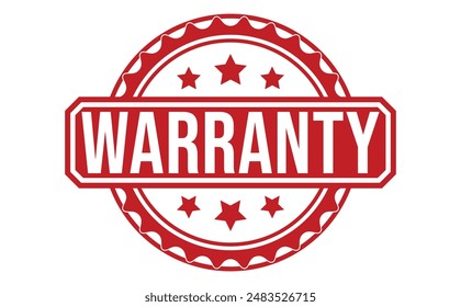 Warranty red rubber stamp vector design.
