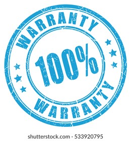 Warranty rubber vector stamp on white background. Warranty ink imprint. Old round warranty stamp.