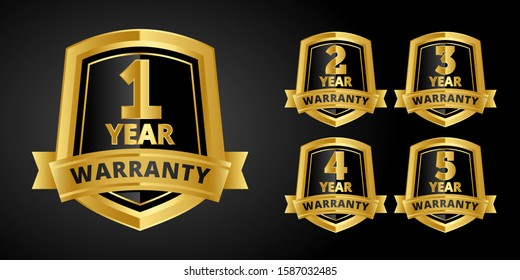 Warranty seal vector set. Golden guarantee label
