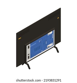 Warranty service isometric icon with broken half assembled tv back view 3d vector illustration