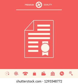 Warranty sheet of paper with a medal. Graphic elements for your design