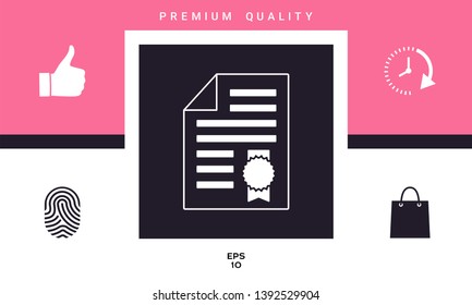 Warranty sheet of paper with a medal. Graphic elements for your design