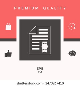 Warranty sheet of paper with a medal. Graphic elements for your design