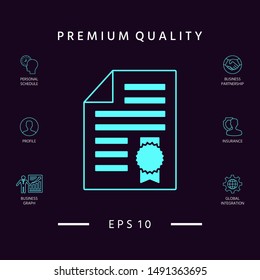 Warranty sheet of paper with a medal. Graphic elements for your design