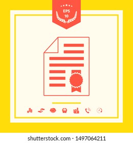 Warranty sheet of paper with a medal. Graphic elements for your design