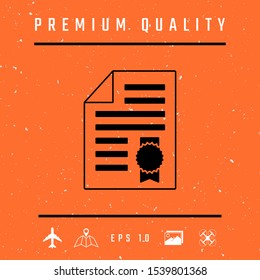 Warranty sheet of paper with a medal. Graphic elements for your design