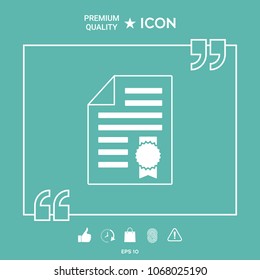 Warranty sheet of paper with a medal. Icon