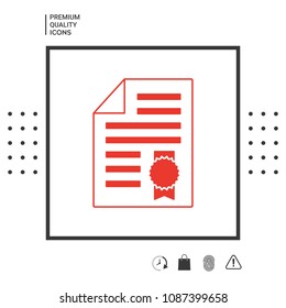 Warranty sheet of paper with a medal. Icon Warranty sheet of paper with a medal. Icon