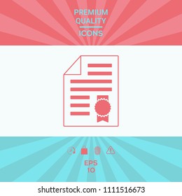 Warranty sheet of paper with a medal. Icon