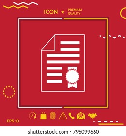 Warranty sheet of paper with a medal. Icon