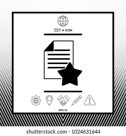 Warranty sheet of paper with a star. Icon