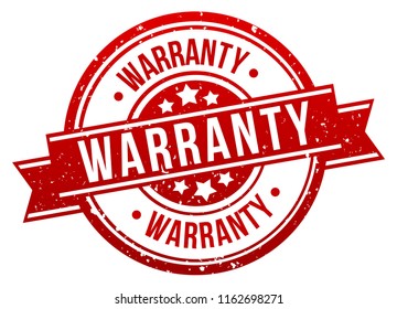 Warranty Stamp Button Banner Badge in red. Eps10 Vector.
