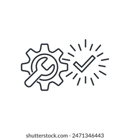 Proceso de Asistencia de Garantía. Mejora continua. Vector lineal aislado sobre fondo blanco.