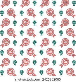 Símbolo de garantía de moda patrón de repetición marrón verde ilustración vectorial de fondo