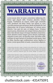 Warranty template. With background. Good design. Customizable, Easy to edit and change colors. 