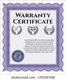 Warranty template. Beauty design.  With linear background.  Customizable, Easy to edit and change colors.  Violet color.
