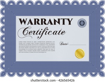 Warranty template or warranty certificate. 