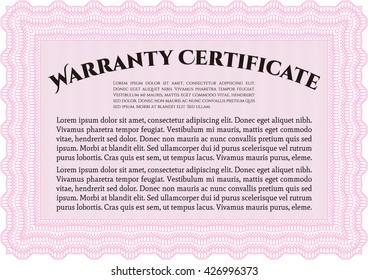 Warranty template or warranty certificate. 