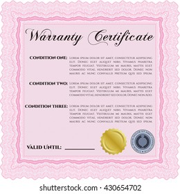 Plantilla de garantía o certificado de garantía.