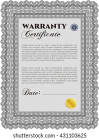 Warranty template or warranty certificate. 