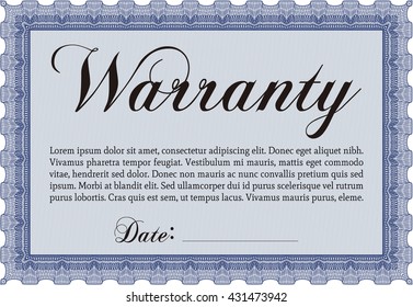 Warranty template or warranty certificate. 