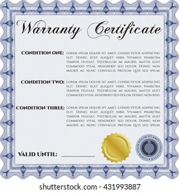 Warranty template or warranty certificate. 