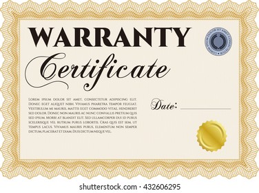Plantilla de garantía o certificado de garantía. 