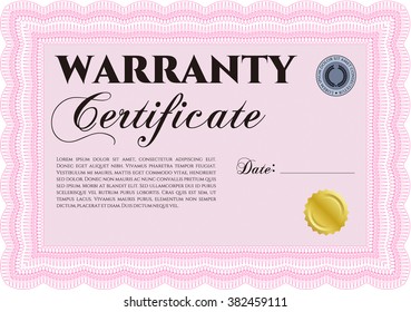 Warranty template or warranty certificate. Sophisticated design. 