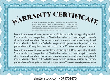 Warranty template or warranty certificate. Sophisticated design. 