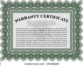 Warranty template. With complex background. Very Customizable. Complex frame design. 