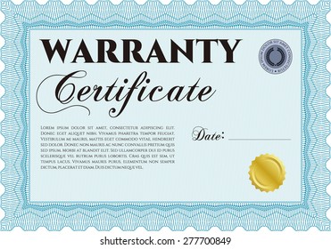 Warranty template. Complex border design. Very Customizable. With background.  