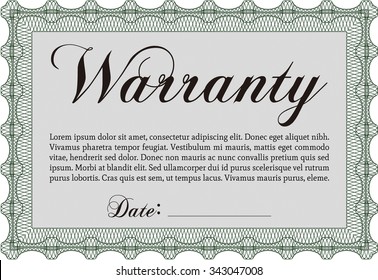 Warranty template. Complex border design. Retro design. With complex background. 