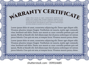 Plantilla de garantía. Diseño de cuadro complejo. Muy personalizable. Incluye antecedentes. 