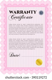 Plantilla de garantía. Personalizable, fácil de editar y cambiar los colores. Diseño cordial. Con fondo. 
