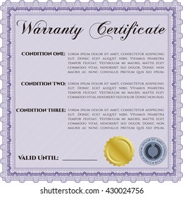 Warranty template. Customizable, Easy to edit and change colors. With complex background. Good design. 