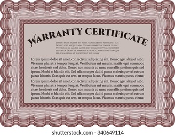 Warranty template. Easy to print. Very Detailed. Complex design. 