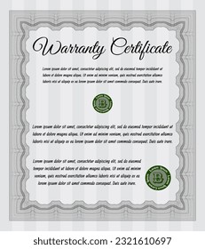 Warranty template. Excellent design.   Vector illustration.  Grey color.
