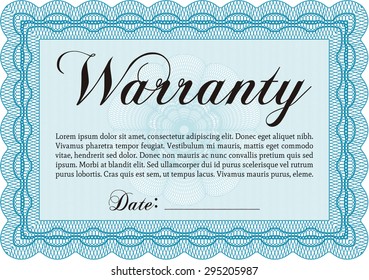 Warranty template. It includes background. Perfect style. Complex frame. 
