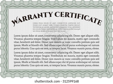 Warranty template. It includes background. Retro design. Complex border design. 