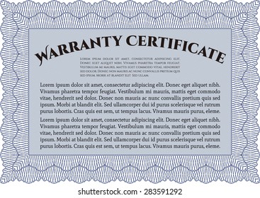 Warranty template. Perfect style. Easy to print. Complex design. 