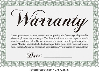 Warranty template. Perfect style. It includes background. With sample text. 
